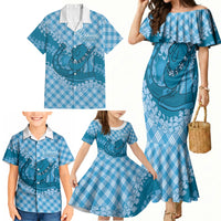 Polu Hawaii Cowboy Palaka Motifs Personalised Family Matching Mermaid Dress and Hawaiian Shirt Paniolo Festival Puakenikeni Lei LT14 - Polynesian Pride