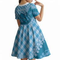 Polu Hawaii Cowboy Palaka Motifs Personalised Kid Short Sleeve Dress Paniolo Festival Puakenikeni Lei LT14 - Polynesian Pride