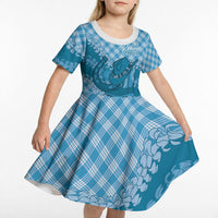 Polu Hawaii Cowboy Palaka Motifs Personalised Kid Short Sleeve Dress Paniolo Festival Puakenikeni Lei LT14 - Polynesian Pride