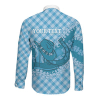 Polu Hawaii Cowboy Palaka Motifs Personalised Long Sleeve Button Shirt Paniolo Festival Puakenikeni Lei LT14 - Polynesian Pride