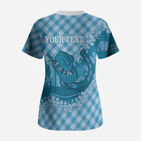 Polu Hawaii Cowboy Palaka Motifs Personalised Scrub Top Paniolo Festival Puakenikeni Lei LT14 - Polynesian Pride