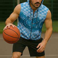 Polu Hawaii Cowboy Palaka Motifs Personalised Sleeveless Zip Hoodie Paniolo Festival Puakenikeni Lei LT14 - Polynesian Pride