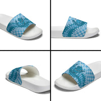 Polu Hawaii Cowboy Palaka Motifs Personalised Slide Sandals Paniolo Festival Puakenikeni Lei LT14 - Polynesian Pride