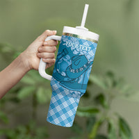 Polu Hawaii Cowboy Palaka Motifs Personalised Tumbler With Handle Paniolo Festival Puakenikeni Lei LT14 - Polynesian Pride