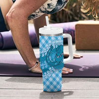 Polu Hawaii Cowboy Palaka Motifs Personalised Tumbler With Handle Paniolo Festival Puakenikeni Lei LT14 - Polynesian Pride