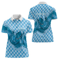 Polu Hawaii Cowboy Palaka Motifs Personalised Women Polo Shirt Paniolo Festival Puakenikeni Lei LT14 - Polynesian Pride
