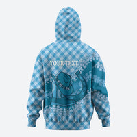 Polu Hawaii Cowboy Palaka Motifs Personalised Zip Hoodie Paniolo Festival Puakenikeni Lei LT14 - Polynesian Pride