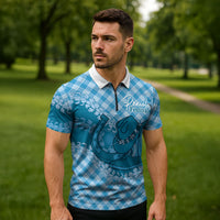 Polu Hawaii Cowboy Palaka Motifs Personalised Zipper Polo Shirt Paniolo Festival Puakenikeni Lei LT14 - Polynesian Pride