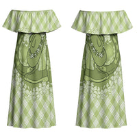 Omaomao Hawaii Cowboy Palaka Motifs Personalised Couples Matching Off Shoulder Maxi Dress and Hawaiian Shirt Paniolo Festival Puakenikeni Lei LT14 - Polynesian Pride