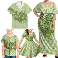 Omaomao Hawaii Cowboy Palaka Motifs Personalised Family Matching Off Shoulder Maxi Dress and Hawaiian Shirt Paniolo Festival Puakenikeni Lei LT14 - Polynesian Pride