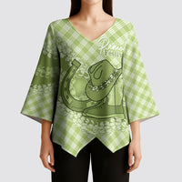 Omaomao Hawaii Cowboy Palaka Motifs Personalised Kimono Sleeve Blouse Paniolo Festival Puakenikeni Lei LT14 - Polynesian Pride