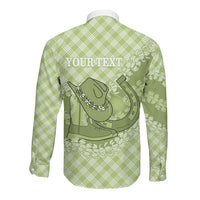 Omaomao Hawaii Cowboy Palaka Motifs Personalised Long Sleeve Button Shirt Paniolo Festival Puakenikeni Lei LT14 - Polynesian Pride