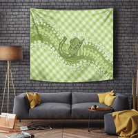 Omaomao Hawaii Cowboy Palaka Motifs Personalised Tapestry Paniolo Festival Puakenikeni Lei LT14 Green - Polynesian Pride