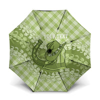 Omaomao Hawaii Cowboy Palaka Motifs Personalised Umbrella Paniolo Festival Puakenikeni Lei LT14 One Size Folded 11.42 inch Opened Diameter 37.4 inch Green - Polynesian Pride