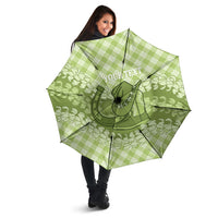 Omaomao Hawaii Cowboy Palaka Motifs Personalised Umbrella Paniolo Festival Puakenikeni Lei LT14 - Polynesian Pride