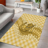 Melemele Hawaii Cowboy Palaka Motifs Personalised Area Rug Paniolo Festival Puakenikeni Lei LT14 - Polynesian Pride