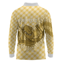 Melemele Hawaii Cowboy Palaka Motifs Personalised Long Sleeve Polo Shirt Paniolo Festival Puakenikeni Lei LT14 - Polynesian Pride