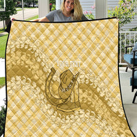 Melemele Hawaii Cowboy Palaka Motifs Personalised Quilt Paniolo Festival Puakenikeni Lei LT14 Yellow - Polynesian Pride