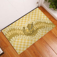 Melemele Hawaii Cowboy Palaka Motifs Personalised Rubber Doormat Paniolo Festival Puakenikeni Lei LT14 - Polynesian Pride