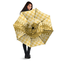 Melemele Hawaii Cowboy Palaka Motifs Personalised Umbrella Paniolo Festival Puakenikeni Lei LT14 - Polynesian Pride