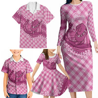 Alaka Hawaii Cowboy Palaka Motifs Personalised Family Matching Long Sleeve Bodycon Dress and Hawaiian Shirt Paniolo Festival Puakenikeni Lei LT14 - Polynesian Pride