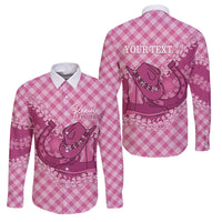 Alaka Hawaii Cowboy Palaka Motifs Personalised Family Matching Long Sleeve Bodycon Dress and Hawaiian Shirt Paniolo Festival Puakenikeni Lei LT14 Dad's Shirt - Long Sleeve Pink - Polynesian Pride