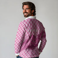 Alaka Hawaii Cowboy Palaka Motifs Personalised Long Sleeve Polo Shirt Paniolo Festival Puakenikeni Lei LT14 - Polynesian Pride