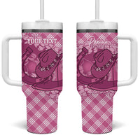 Alaka Hawaii Cowboy Palaka Motifs Personalised Tumbler With Handle Paniolo Festival Puakenikeni Lei LT14 One Size: 40 oz Pink - Polynesian Pride
