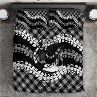Eleele Hawaii Cowboy Palaka Motifs Personalised Bedding Set Paniolo Festival Puakenikeni Lei LT14 Black - Polynesian Pride