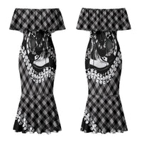 Eleele Hawaii Cowboy Palaka Motifs Personalised Couples Matching Mermaid Dress and Long Sleeve Button Shirt Paniolo Festival Puakenikeni Lei LT14 - Polynesian Pride