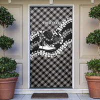 Eleele Hawaii Cowboy Palaka Motifs Personalised Door Cover Paniolo Festival Puakenikeni Lei LT14 Black - Polynesian Pride