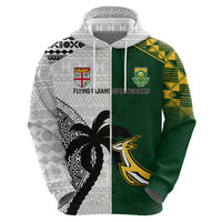 South Africa And Fiji Rugby Hoodie 2023 World Cup Fijian Tapa With Kente Pattern LT14 - Polynesian Pride