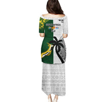 South Africa And Fiji Rugby Puletasi 2023 World Cup Fijian Tapa With Kente Pattern LT14 - Polynesian Pride