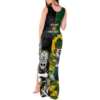 South Africa And Aotearoa Rugby Tank Maxi Dress 2023 Springboks Kente Combine All Black Maori Fern LT14 - Polynesian Pride