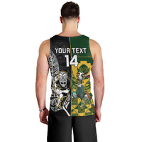 Custom South Africa And Aotearoa Rugby Men Tank Top 2023 Springboks Kente Combine All Black Maori Fern LT14 - Polynesian Pride