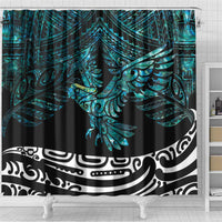 New Zealand Sulphur-crested Cockatoo Shower Curtain Aotearoa Maori Mix Paua Shell