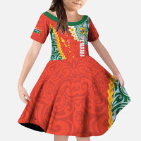 Penama Province Family Matching Summer Maxi Dress and Hawaiian Shirt Vanuatu Map - Plumeria Flag Color