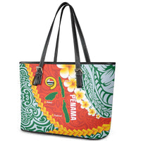 Penama Province Leather Tote Bag Vanuatu Map - Plumeria Flag Color