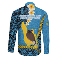 Sanma Province Family Matching Off Shoulder Short Dress and Hawaiian Shirt Vanuatu Pattern Myna Bird - Plumeria Flag Color
