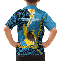 Sanma Province Family Matching Summer Maxi Dress and Hawaiian Shirt Vanuatu Pattern Myna Bird - Plumeria Flag Color