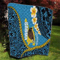 Sanma Province Quilt Vanuatu Pattern Myna Bird - Plumeria Flag Color LT14 - Polynesian Pride