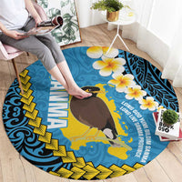 Sanma Province Round Carpet Vanuatu Pattern Myna Bird - Plumeria Flag Color LT14 - Polynesian Pride
