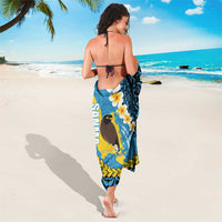 Sanma Province Sarong Vanuatu Pattern Myna Bird - Plumeria Flag Color