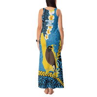Sanma Province Tank Maxi Dress Vanuatu Pattern Myna Bird - Plumeria Flag Color