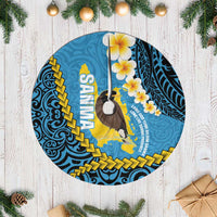 Sanma Province Tree Skirt Vanuatu Pattern Myna Bird - Plumeria Flag Color LT14 Casual Blue - Polynesian Pride