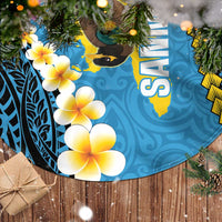 Sanma Province Tree Skirt Vanuatu Pattern Myna Bird - Plumeria Flag Color LT14 - Polynesian Pride