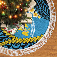 Sanma Province Tree Skirt Vanuatu Pattern Myna Bird - Plumeria Flag Color LT14 - Polynesian Pride