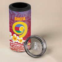 Shefa Province 4 in 1 Can Cooler Tumbler Vanuatu Pattern Map With Plumeria Flag Color