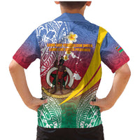 Shefa Province Family Matching Mermaid Dress and Hawaiian Shirt Vanuatu Pattern Map - Plumeria Flag Color