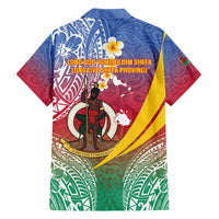 Shefa Province Family Matching Summer Maxi Dress and Hawaiian Shirt Vanuatu Pattern Map - Plumeria Flag Color